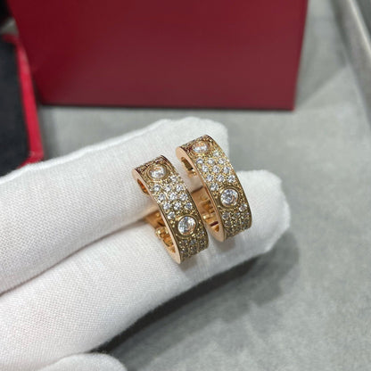 [Clover Jewelry]LOVE 5.5MM DIAMOND PAVED EARRINGS