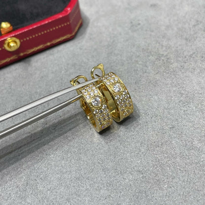 [Clover Jewelry]LOVE 5.5MM DIAMOND PAVED EARRINGS