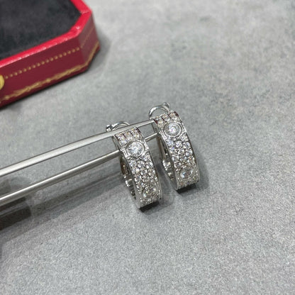 [Clover Jewelry]LOVE 5.5MM DIAMOND PAVED EARRINGS