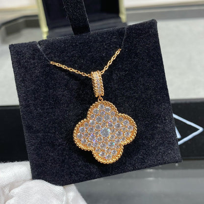 [Clover Jewelry]CLOVER 25MM LARGE PEDANT DIAMOND PAVED LONG NECKLACE