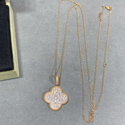 [Clover Jewelry]CLOVER 25MM LARGE PEDANT DIAMOND PAVED LONG NECKLACE