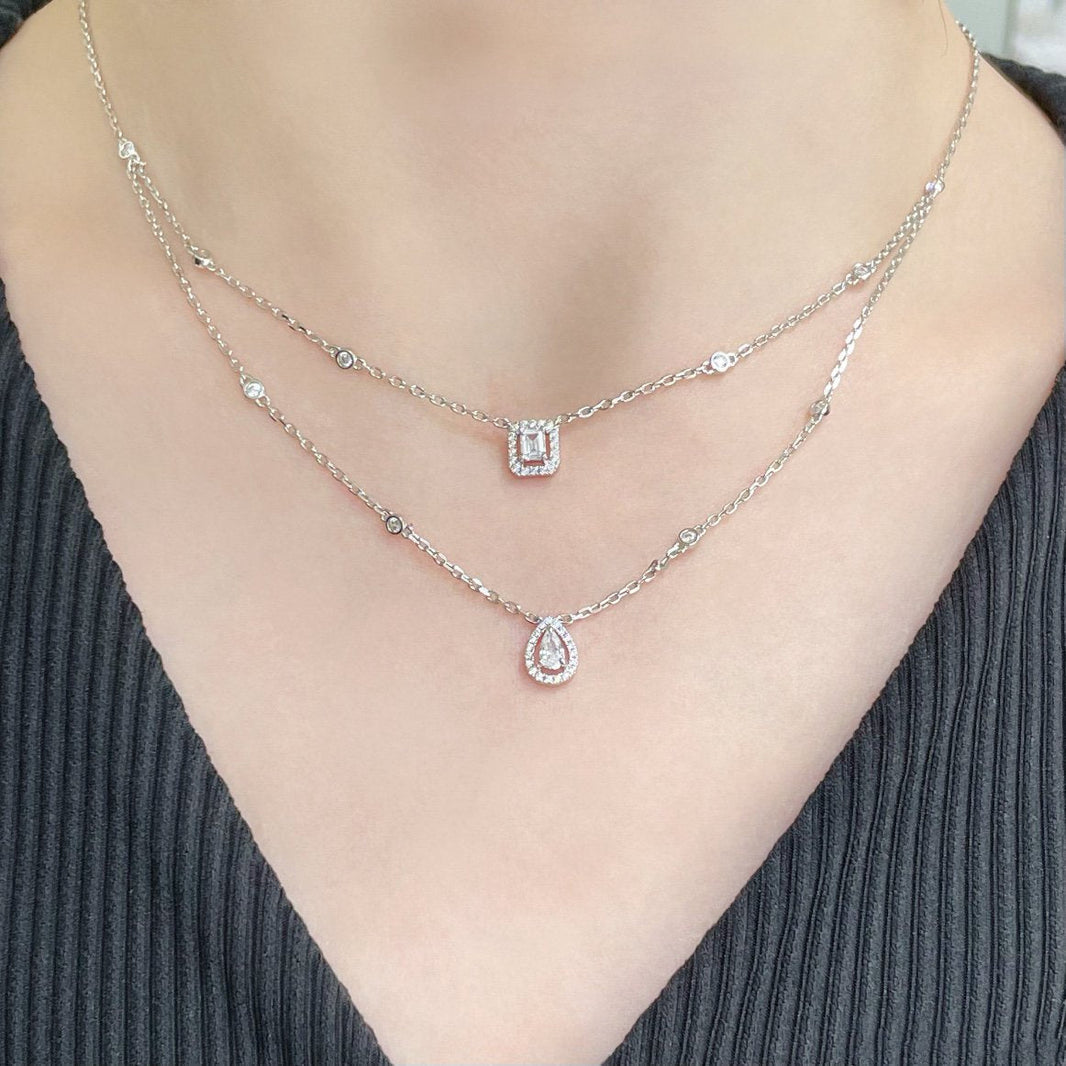[Clover Jewelry]MY TWIN 2 ROW DIAMOND NECKLACE