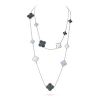 [Clover Jewelry]CLOVER 16 MOTIF CHALCEDONY MOP SILVER NECKLACE