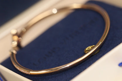 [Clover Jewelry]IDYLLE PINK GOLD OPEN BRACELET DIAMOND PAVED