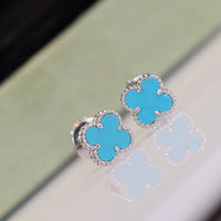 [Clover Jewelry]CLOVER MINI TURQUOISE SILVER STUD EARRINGS
