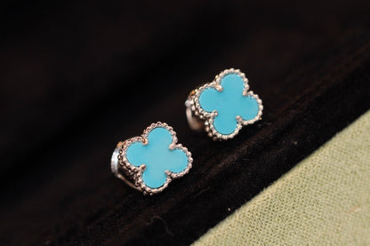 [Clover Jewelry]CLOVER MINI TURQUOISE SILVER STUD EARRINGS