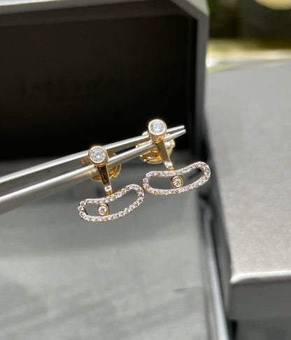 [Clover Jewelry]MOVE UNO PINK GOLD DIAMOND EARRINGS