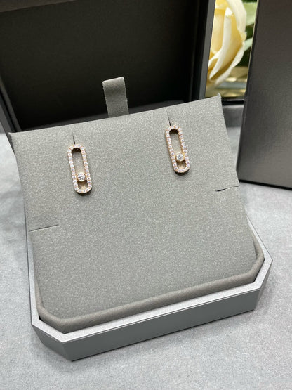 [Clover Jewelry]MOVE UNO STUD DIAMOND PAVED EARRINGS
