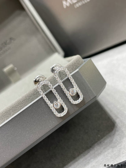 [Clover Jewelry]MOVE UNO STUD DIAMOND PAVED EARRINGS
