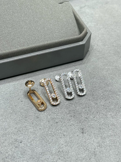 [Clover Jewelry]MOVE UNO STUD DIAMOND PAVED EARRINGS