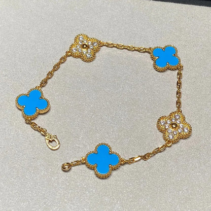 [Clover Jewelry] CLOVER 5 MOTIF BLUE AGATE BRACELET COLLECTION