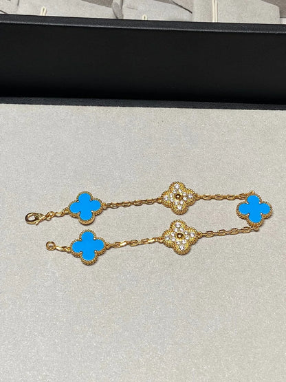 [Clover Jewelry] CLOVER 5 MOTIF BLUE AGATE BRACELET COLLECTION