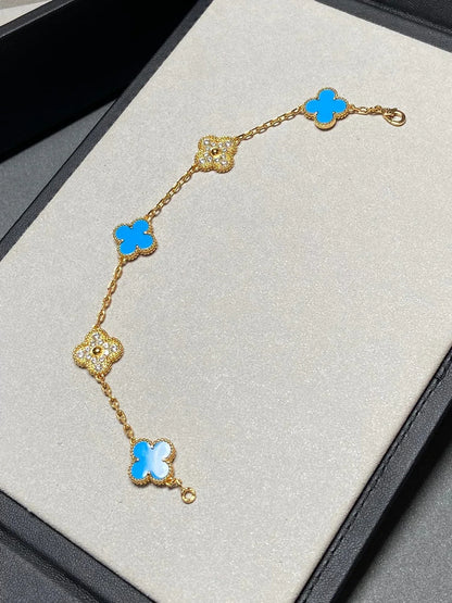 [Clover Jewelry] CLOVER 5 MOTIF BLUE AGATE BRACELET COLLECTION
