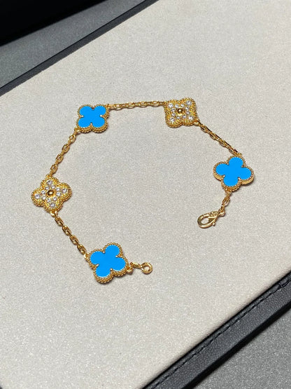[Clover Jewelry] CLOVER 5 MOTIF BLUE AGATE BRACELET COLLECTION