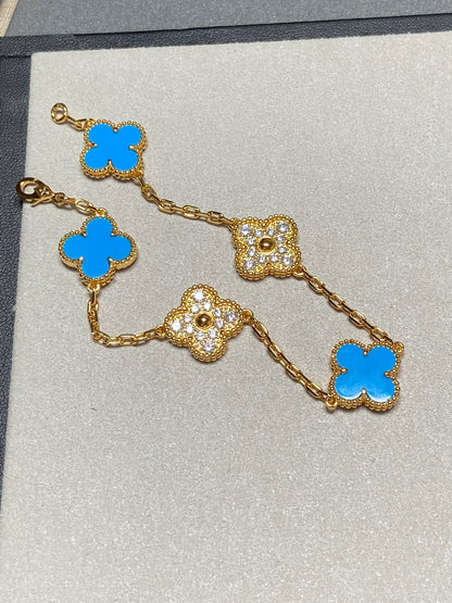 [Clover Jewelry] CLOVER 5 MOTIF BLUE AGATE BRACELET COLLECTION