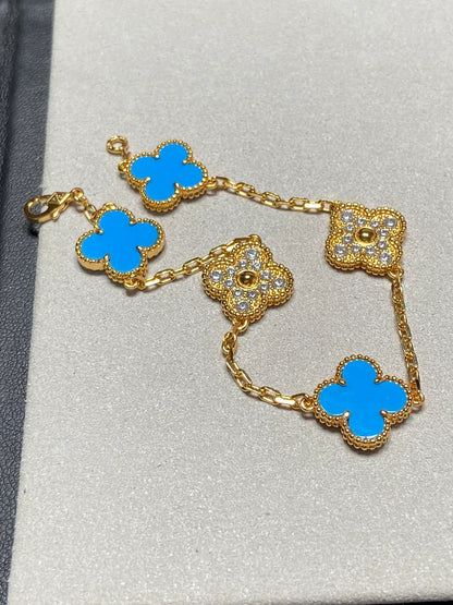 [Clover Jewelry] CLOVER 5 MOTIF BLUE AGATE BRACELET COLLECTION