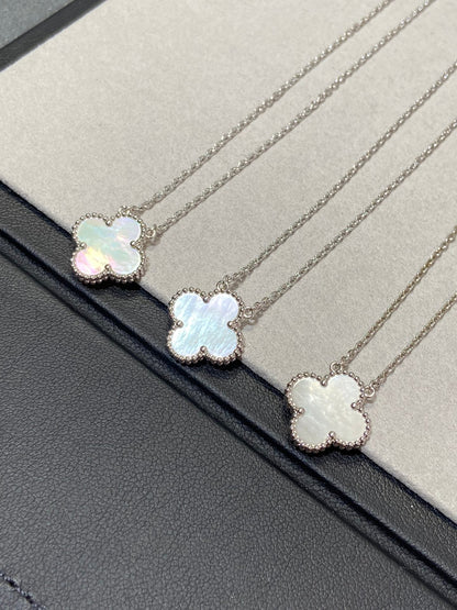 [Clover Jewelry]CLOVER MEDIUM SILVER WHITE MOP NECKLACE