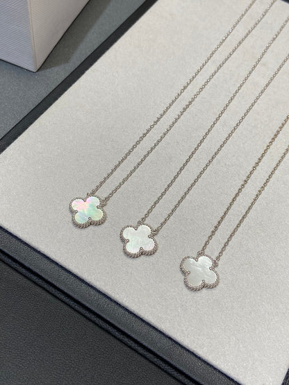[Clover Jewelry]CLOVER MEDIUM SILVER WHITE MOP NECKLACE