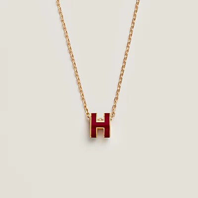 [Clover Jewelry]HM CLIC RED ENAMEL GOLD NECKLACE