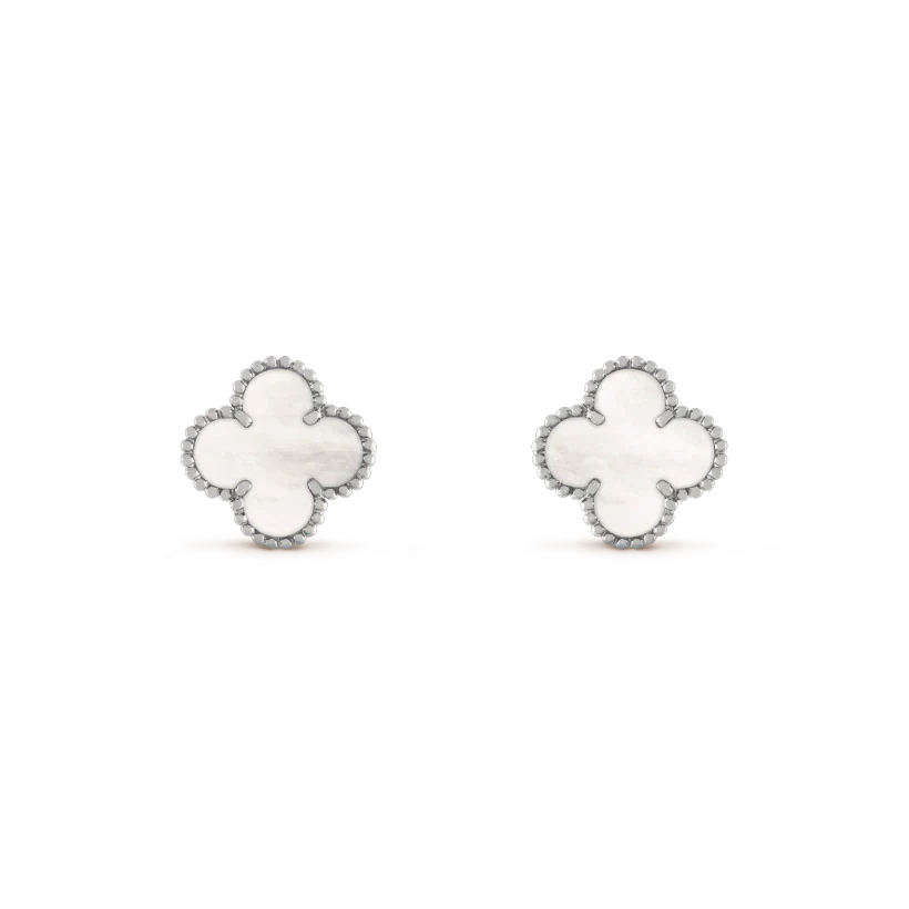 [Clover Jewelry]CLOVER MEDIUM 1 MOTIFS  WHITE MOP EARRINGS SILVER