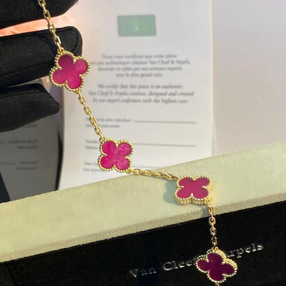 [Clover Jewelry]NEW CLOVER 5 MOTIFS PINK ENAMEL BRACELET