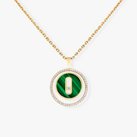 [Clover Jewelry]LUCKY MOVE 1 DIAMOND MALACHITE GOLD DIAMOND NECKLACE