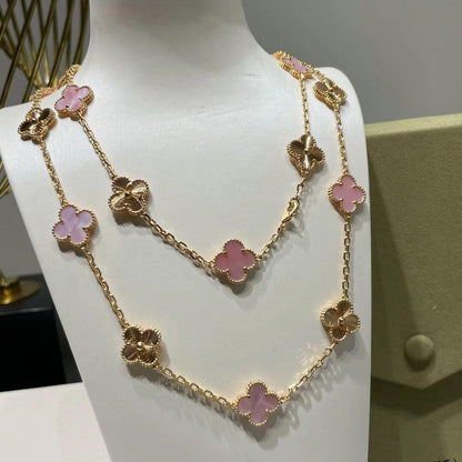 [Clover Jewelry]CLOVER 20 MOTIFS LASER PINK MOP NECKLACE
