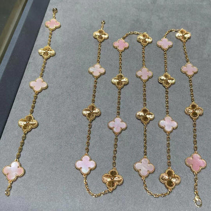 [Clover Jewelry]CLOVER 20 MOTIFS LASER PINK MOP NECKLACE