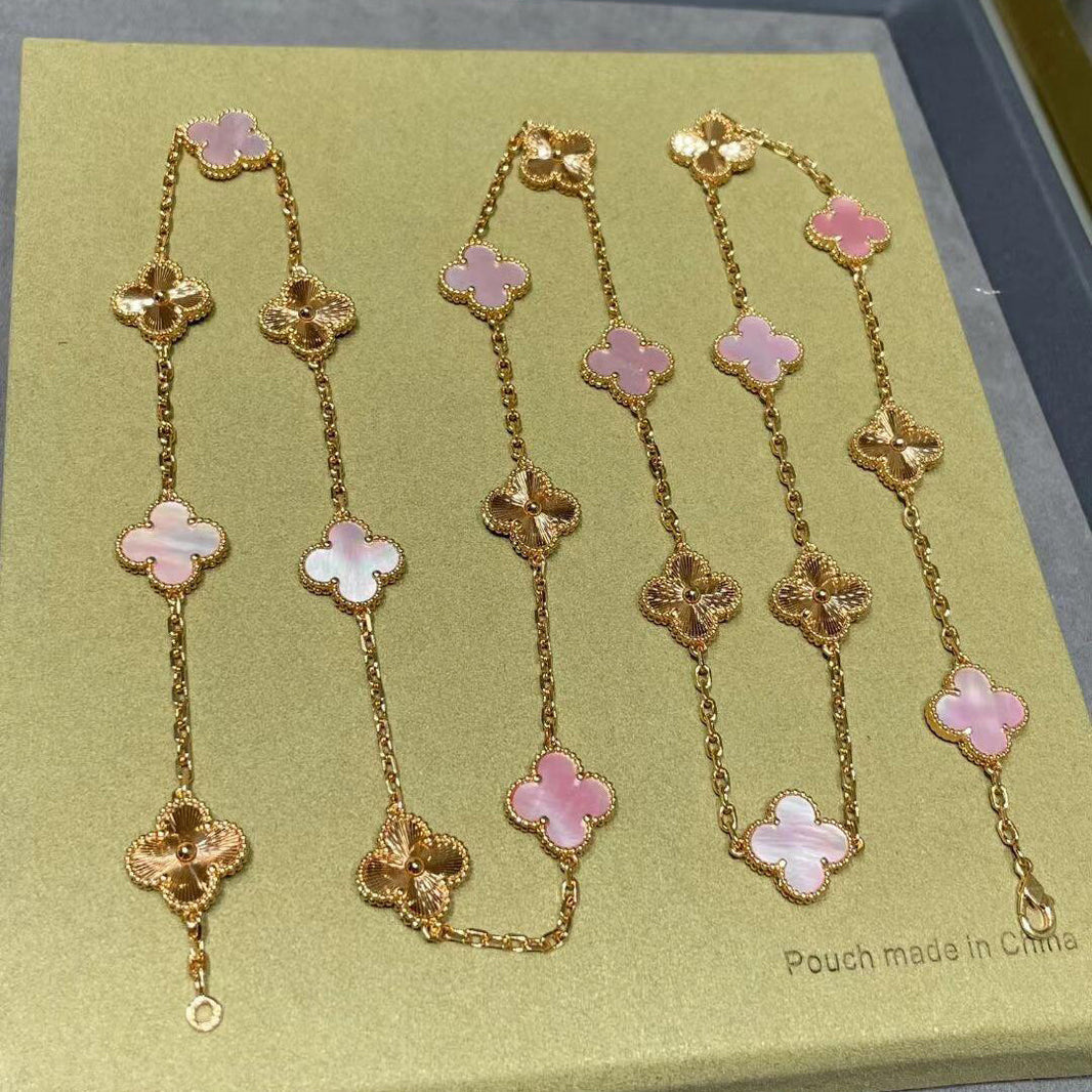 [Clover Jewelry]CLOVER 20 MOTIFS LASER PINK MOP NECKLACE