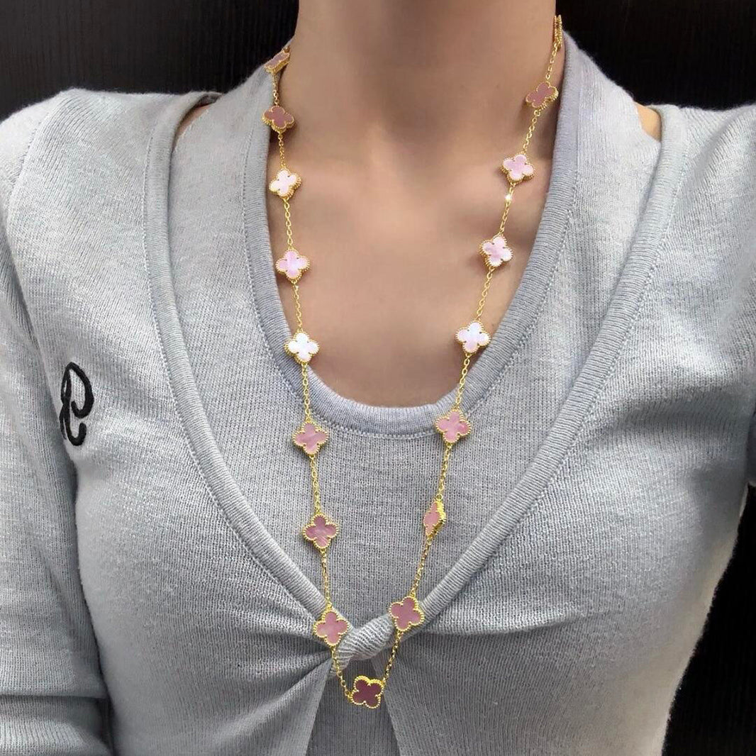 [Clover Jewelry]CLOVER 20 MOTIFS PINK MOP NECKLACE