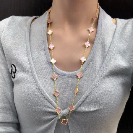 [Clover Jewelry]CLOVER 20 MOTIFS PINK MOP NECKLACE
