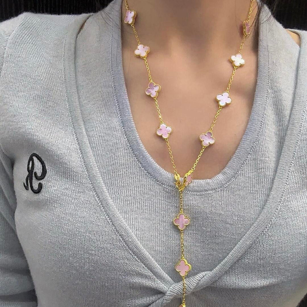 [Clover Jewelry]CLOVER 20 MOTIFS PINK MOP NECKLACE