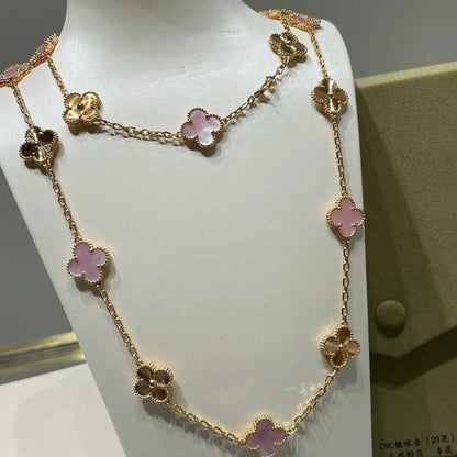 [Clover Jewelry]CLOVER 20 MOTIFS LASER PINK MOP NECKLACE