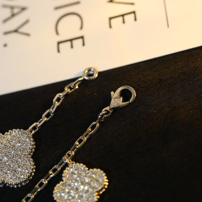 [Clover Jewelry]CLOVER BRACELET 5 MOTIF SILVER DIAMOND PAVED