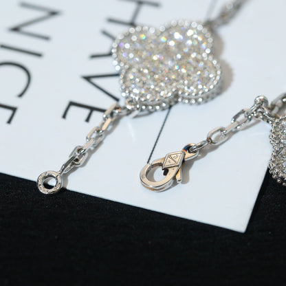 [Clover Jewelry]CLOVER BRACELET 5 MOTIF SILVER DIAMOND PAVED