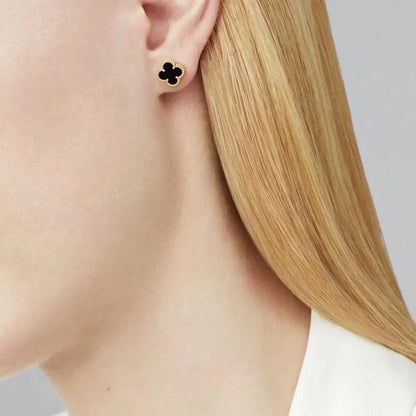 [Clover Jewelry]CLOVER MINI 9.5MM BLACK MOP EARRINGS
