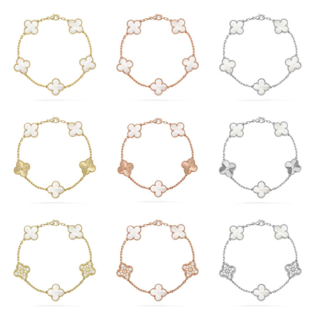 [Clover Jewelry]CLOVER WHITE PEARL MOP 5 MOTIF BRACELET COLLECTION