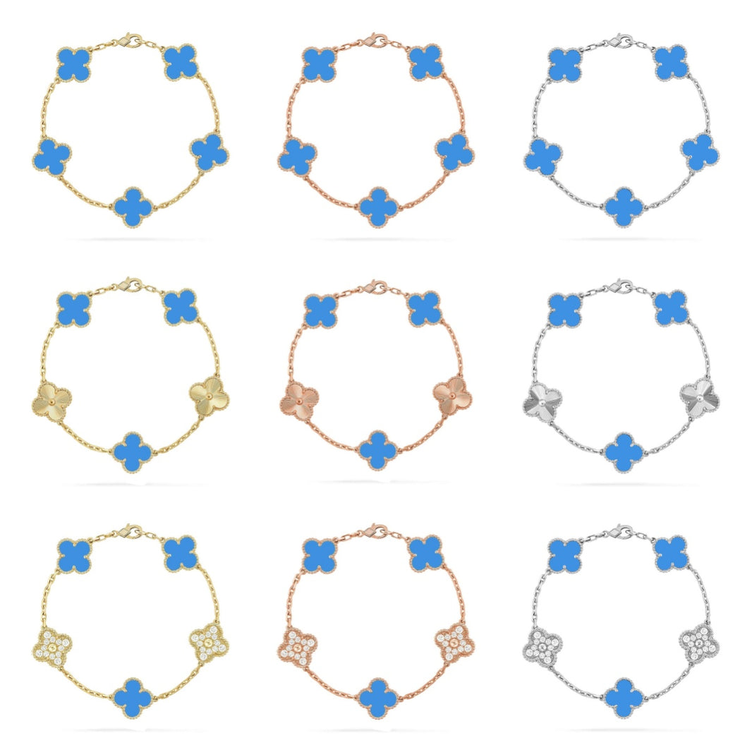 [Clover Jewelry] CLOVER 5 MOTIF BLUE AGATE BRACELET COLLECTION