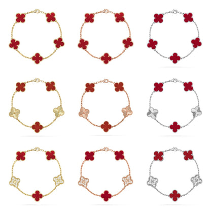 [Clover Jewelry] CLOVER 5 MOTIF RED CORNELIAN BRACELET COLLECTION