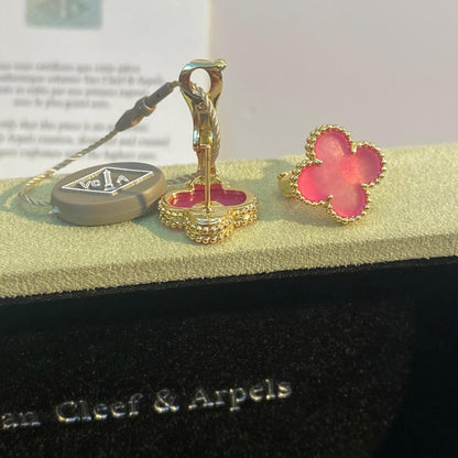 [Clover Jewelry]NEW CLOVER 15MM PINK ENAMEL STUD EARRINGS