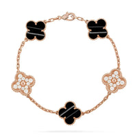 [Clover Jewelry]Clover Laser  Pulsar Stone 5-Motif & LOVE Diamond-Paved Bracelet Stack Set