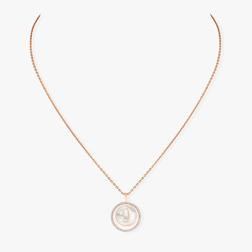 [Clover Jewelry]LUCKY MOVE 1 DIAMOND WHITE MOTHER OF PEARL PINK GOLD DIAMOND NECKLACE