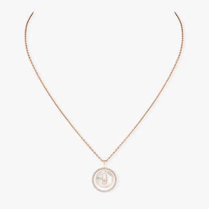 [Clover Jewelry]LUCKY MOVE 1 DIAMOND WHITE MOTHER OF PEARL PINK GOLD DIAMOND NECKLACE