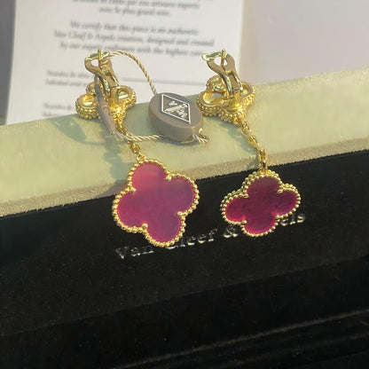[Clover Jewelry]NEW CLOVER 2 MOTIF PINK ENAMEL EARRINGS