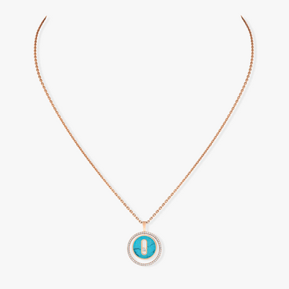 [Clover Jewelry]LUCKY MOVE 1 DIAMOND TURQUOISE PINK GOLD DIAMOND NECKLACE