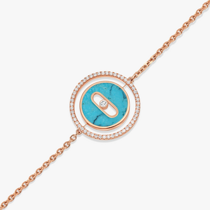 [Clover Jewelry]LUCKY MOVE TURQUOISE PINK GOLD DIAMOND BRACELET