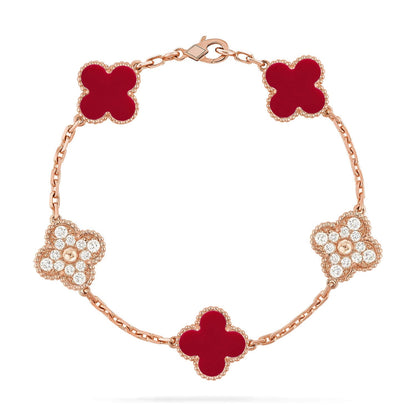 [Clover Jewelry] CLOVER 5 MOTIF RED CORNELIAN BRACELET COLLECTION