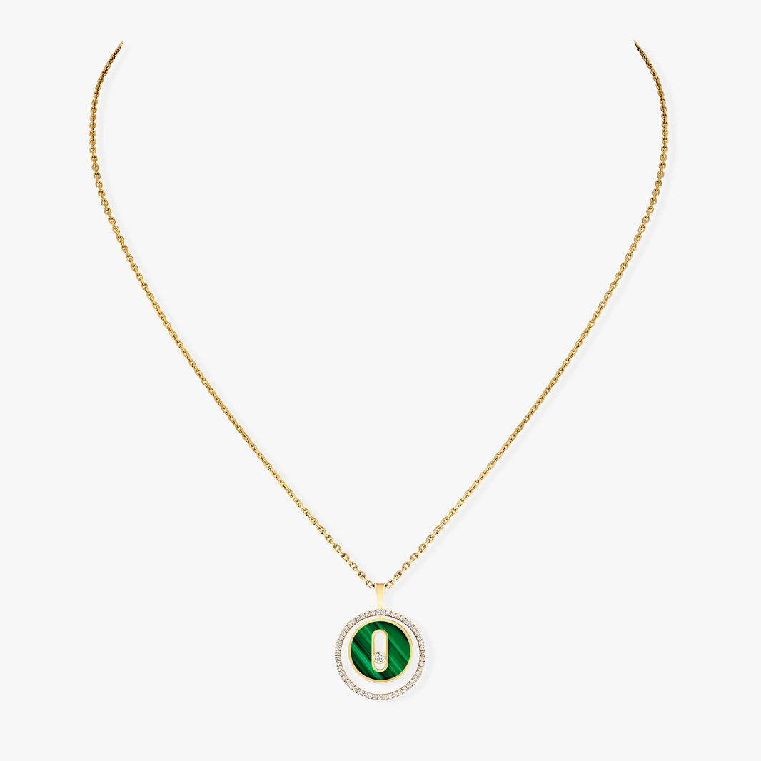 [Clover Jewelry]LUCKY MOVE 1 DIAMOND MALACHITE GOLD DIAMOND NECKLACE