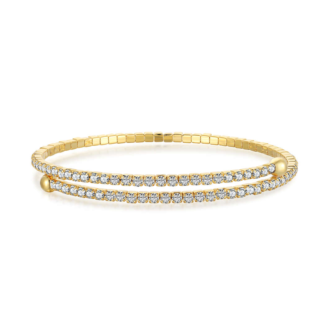 [Clover Jewelry]Row of Diamonds Round Fashion Bracelet