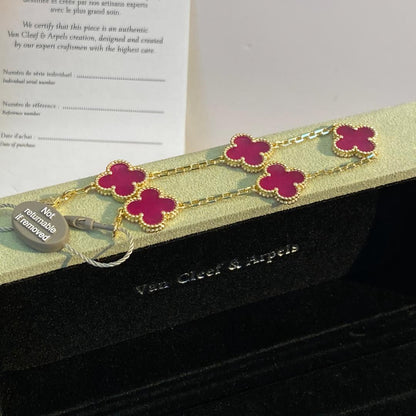 [Clover Jewelry]NEW CLOVER 5 MOTIFS PINK ENAMEL BRACELET
